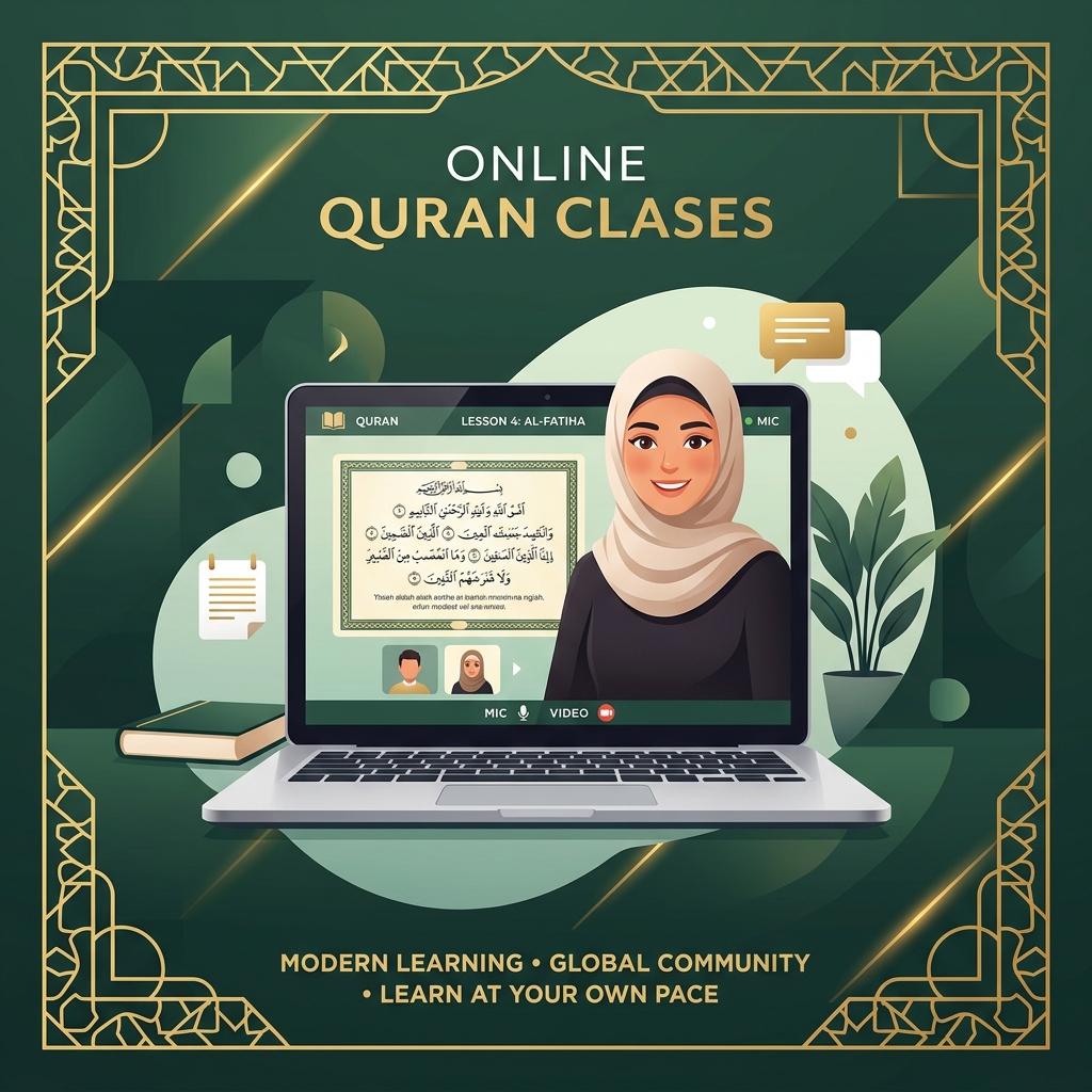 Student learning Quran online with a teacher via video call